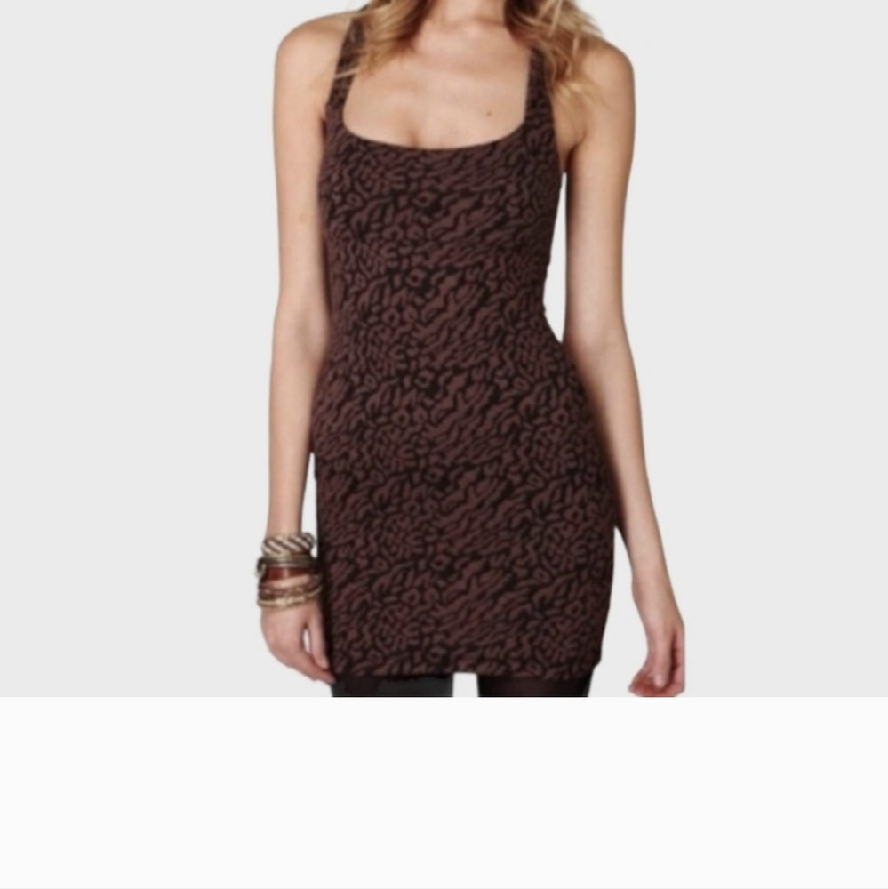 Free people rose wine print body con dress size M